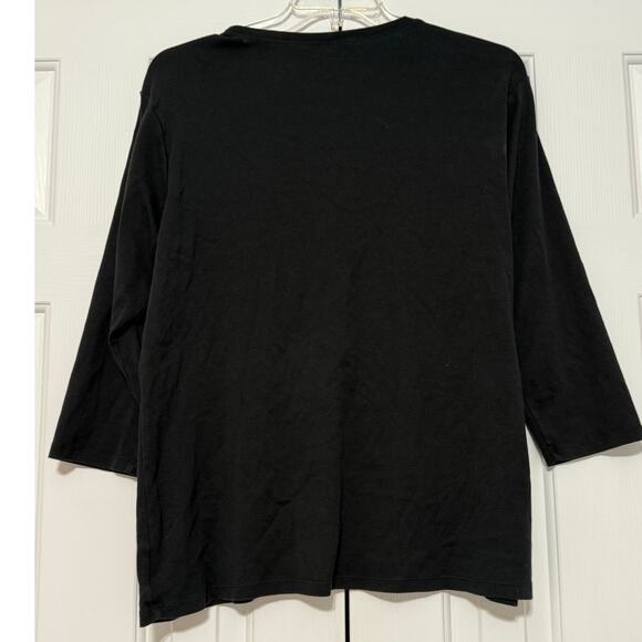 Eddie Bauer Black 3/4 Sleeve V-Neck T-Shirt, Size XXLT - Picture 2 of 6